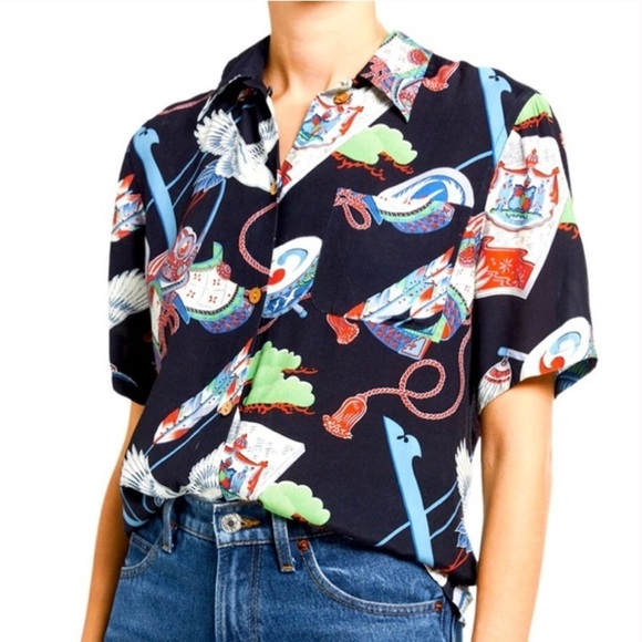 RE/DONE 50s Hawaiian Shirt Japanese Tsuru - Picture 1 of 6